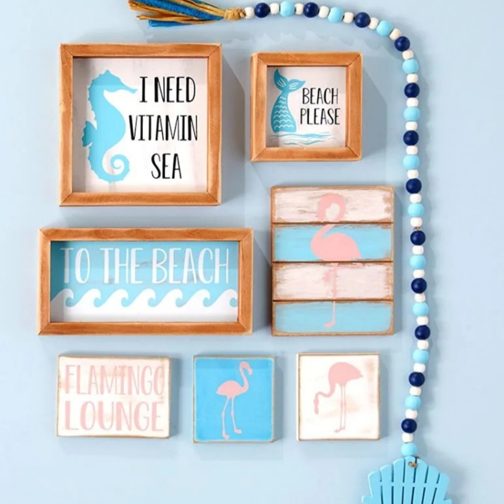 COASTAL COTTAGE 8 PIECE BEACH ROOM DECOR SET BNWT Limited Edition RETIRED 2023!